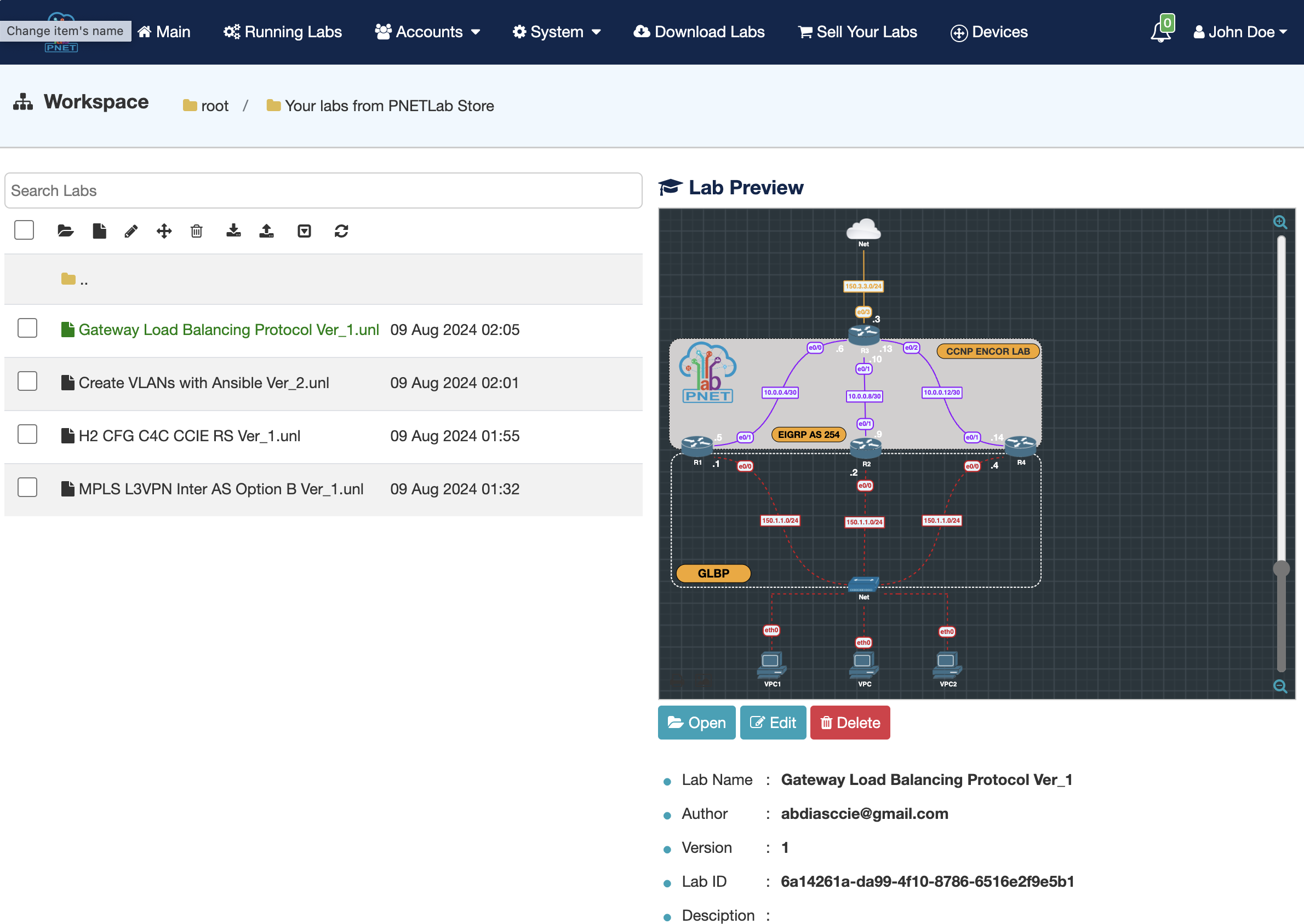 KREONET WIKI > How to use PNETLab > pnetlab-list-labs-downloaded.png